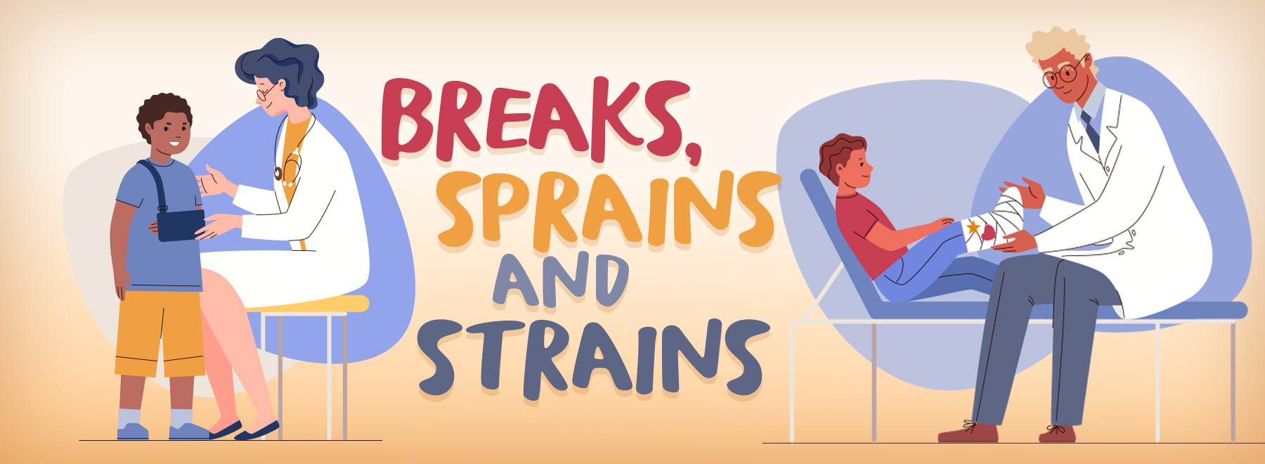 Image depicting a child receiving treatment for breaks, sprains, and strains, focusing on injury care and recovery.